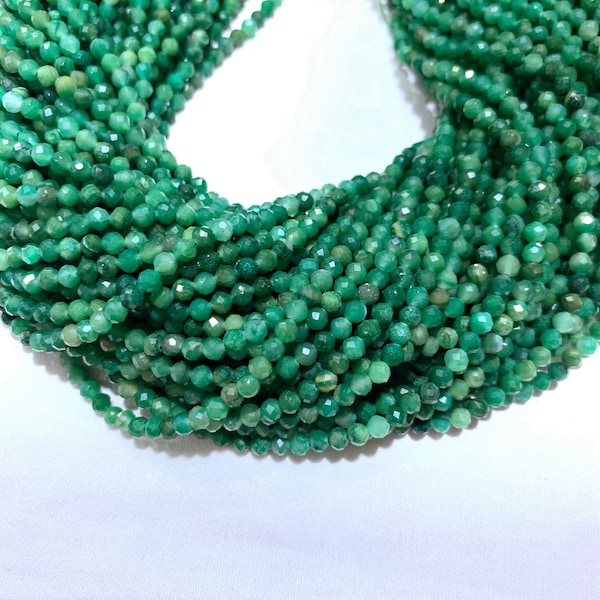 Petites perles de jade africaines micro-facettes 2 mm 3 mm Jade vert naturel Pierres précieuses semi-précieuses vert herbe entretoise pour bracelet collier boucle d'oreille