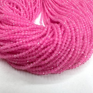 Dark Pink Jade Micro Faceted Beads 2mm 3mm, Small Pink Jade Beads, Faceted Jade Spacer Beads, Tiny Pink Gemstone Semi Precious Beads