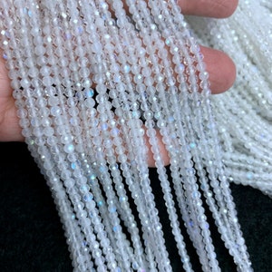 Tiny Rainbow Moonstone Beads Micro Faceted 2mm 3mm,Natural White Blue Fire Flash Moonstone Fine Quality,Small Moonstone Semi Precious Spacer