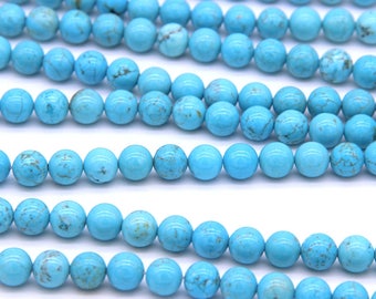 Blue Turquoise Beads 4mm 6mm 8mm 10mm 12mm Blue Magnesite Beads Mala Beads Blue Howlite Beads Blue Marble Beads Turquoise Gemstones Beads