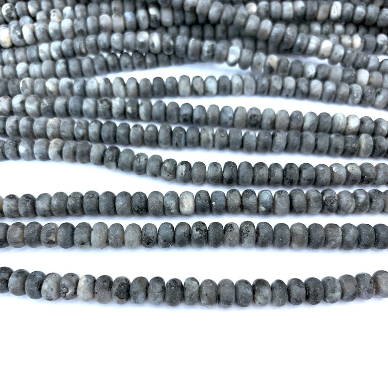 Natural Frosted Black Blue Flash Labradorite Gemstone Beads Mala Beads Matte Black Labradorite Rondelle Beads 8x5mm 6x4mm Yoga Spacer Bead