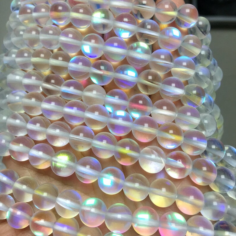 Clear Aurora Borealis Crystal Beads 6 8mm 10mm White Mystic | Etsy