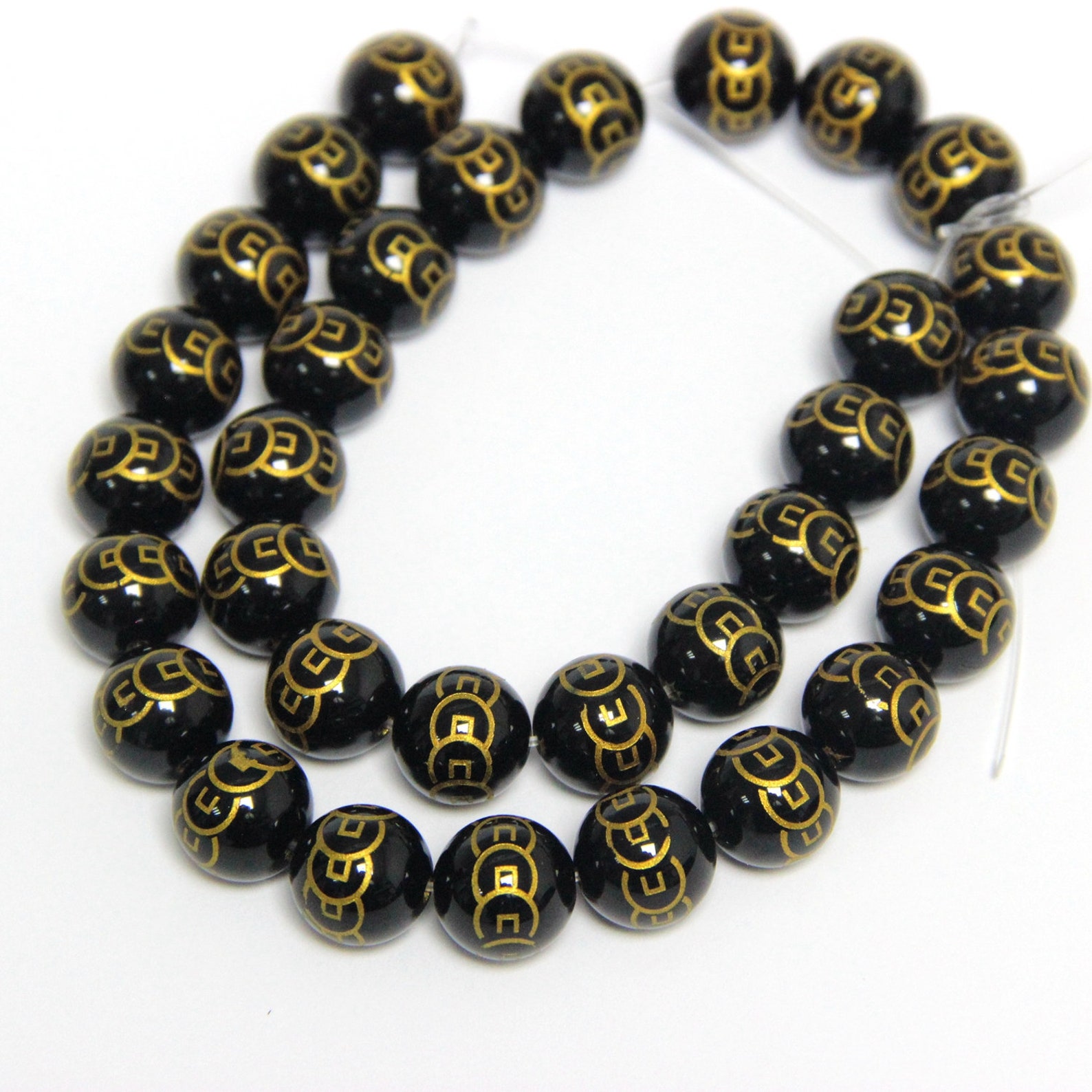 Black Onyx Spacer Beads Carved Chinese Wealth Coin 8mm 10mm Etsy