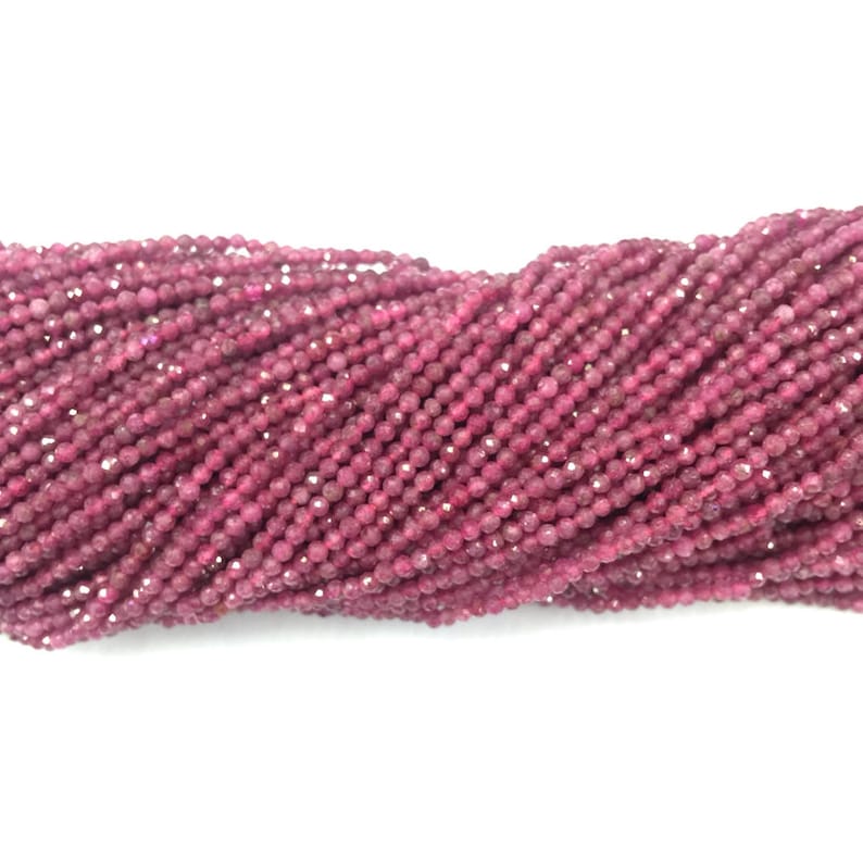 Natural Red Ruby Micro Faceted Beads 2 3mm Tiny Genuine Ruby Round Beads AB quality Semi Precious Gemstone Small Ruby Loose Beads 16 inches