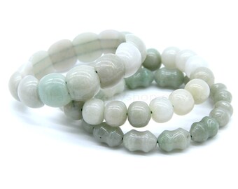 Natural Burma Green Jade Bracelets, Chunky Jade Bracelet, Elastic Jade Bangles, Genuine Jade Jewelry