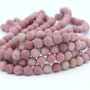 Matte Rhodonite Beads 4mm 6mm 8mm 10mm Pink Rhodonite Beads Natural Pink Gemstone Rhodonite Mala Beads Pink Semi Precious stones Pink Mala