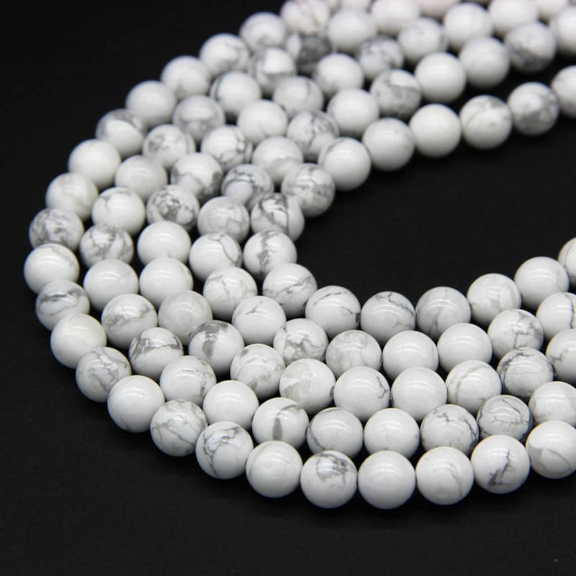 White Howlite Beads 4mm 6mm 8mm 10mm 12mm White Marble Beads Etsy