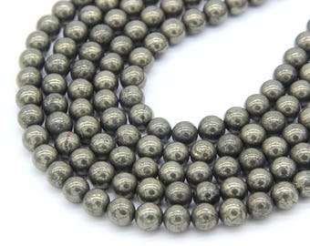 Natural Pyrite Beads 4mm 6mm 8mm Genuine Gold Pyrite Beads Gold Gemstone Natural Gold Beads A Quality Pyrite Beads Man Jewelry Supplies