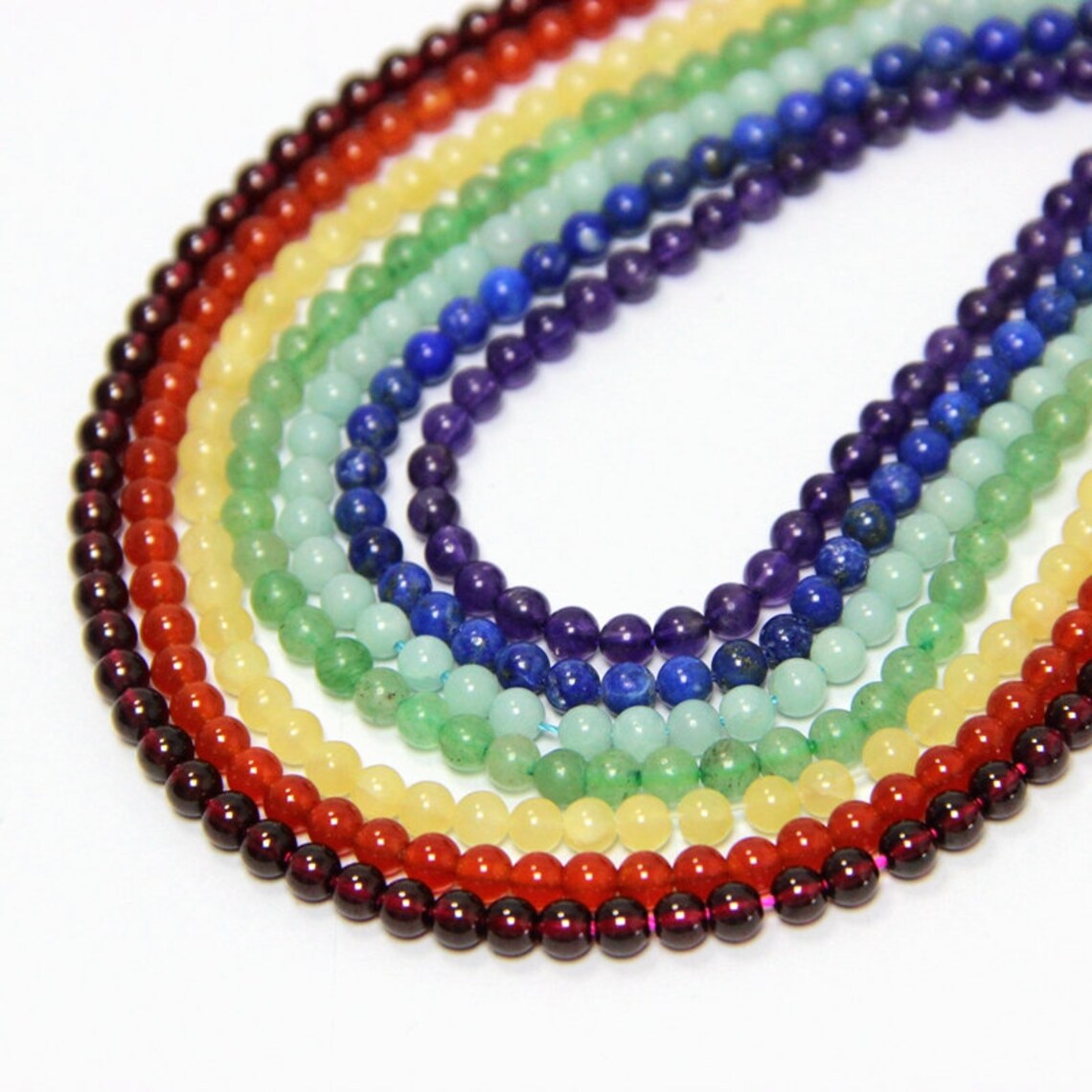 Chakra Beads 4mm 7 Chakra Beads Set Chakra Gemstones Beads Etsy Denmark