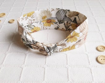 Floral single knot headband , cotton single jersey. floral pattern with white background,  Knot hairband.