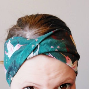 Adult Organic cotton single jersey headband with a twist. Running headband. Yoga headband. Exercise headband, workout headband. Boho image 2