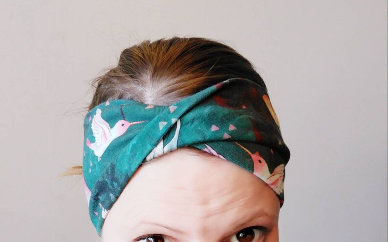 Adult Organic cotton single jersey headband with a twist. Running headband. Yoga headband. Exercise headband, workout headband. Boho image 2