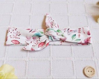 Pretty floral summer Jersey Bow Knot headband /headwrap/ headband/everyday headband/womens/ top knot/ knotted headband, hairband, hair scarf