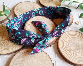 Organic cotton single jersey mandala knot hair band, Bow headband. Boho headwrap.