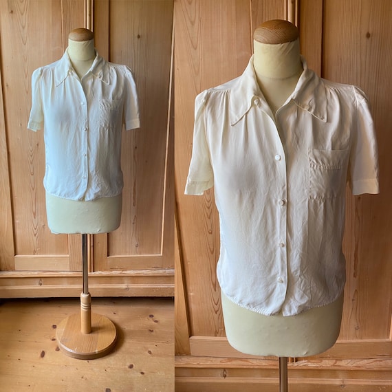 1930s - 40s cream rayon blouse