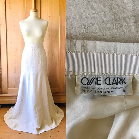 original ossie clark skirt in cream silk. xs
