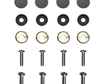 Set of 4 Metal Aluminum Screw On Type Caps with Stainless Steel Screws Hardware Fasteners for License Plate Frame
