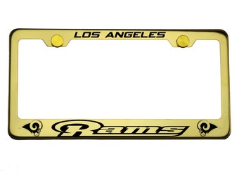 Los Angeles Rams Elektrochemische Spiegel Goud Rvs KentekenPlaat Frame