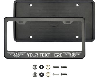 Bentley Polish Stainless Steel Silver or Black Lettering Customize Laser Engraved License Plate Frame Holder