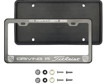Schwarz Chrom kundenspezifische polnischen Edelstahl Laser gravierte Nummernschild Rahmenhalter mit Silikon-Rückenschutz passend für Porsche