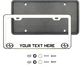 Scion Polish Stainless Steel Silver or Black Lettering Customize Laser Engraved License Plate Frame Holder