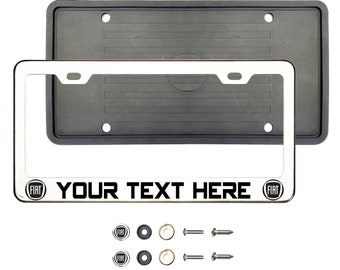 Fiat Polish Stainless Steel Silver or Black Lettering Customize Laser Engraved License Plate Frame Holder