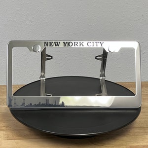 New York Customize Laser Engraved KA DEPOT T304 8k Polish Chrome Stainless Steel License Plate Frame