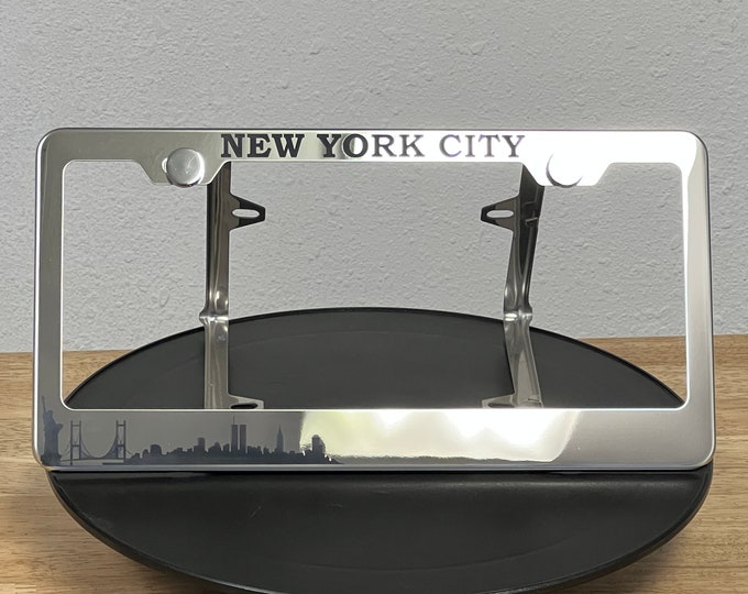 New York Customize Laser Engraved KA DEPOT T304 8k Polish Chrome Stainless Steel License Plate Frame
