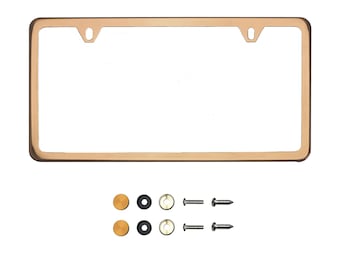 Ka Depot Rose Gold Chrome License Plate Frame T304 Stainless Steel + Metal Screw Caps