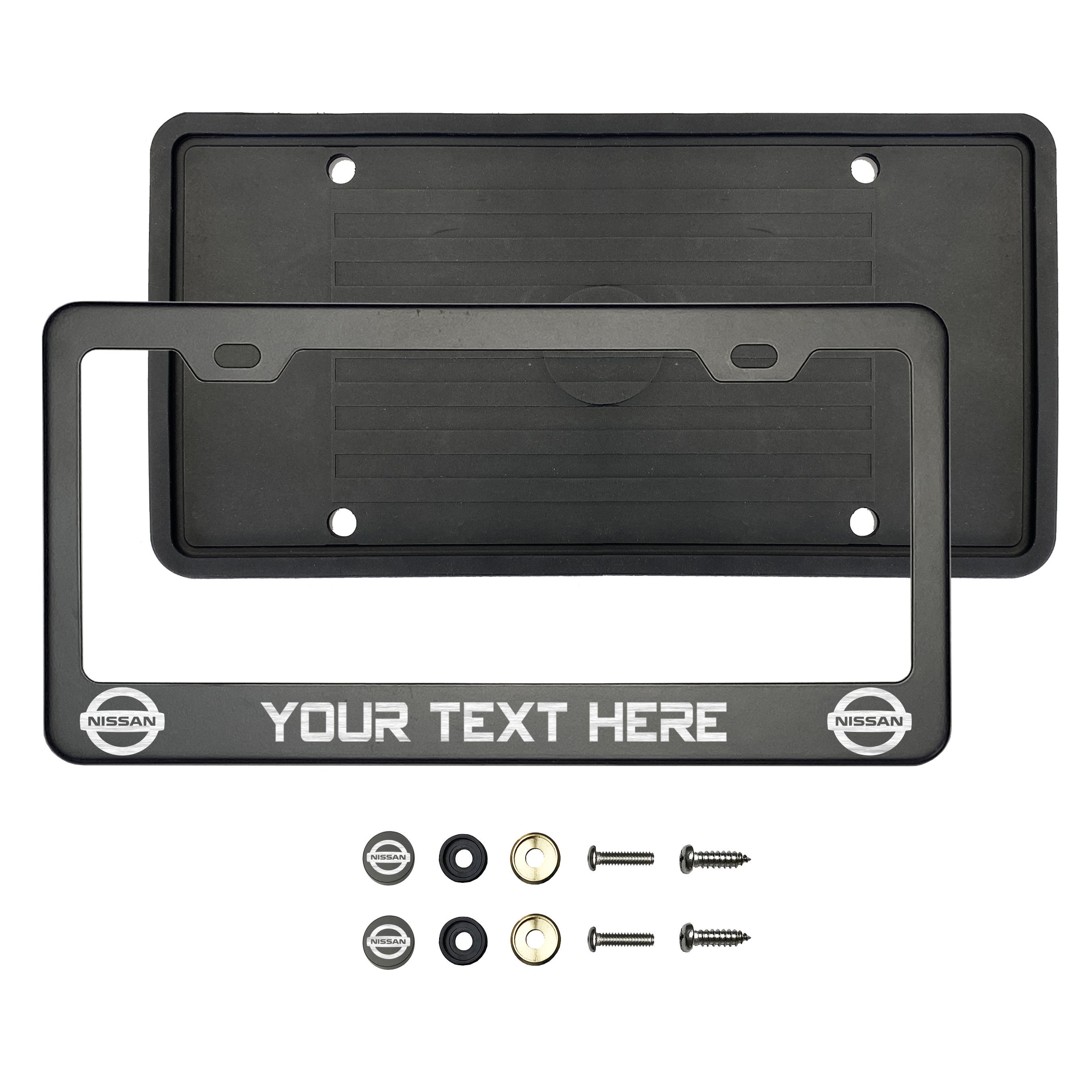 thumbnail image 2 of Mirror Polished Stainless Steel Laser Engraved License Plate Holder - Fits Nissan 2 of 5
