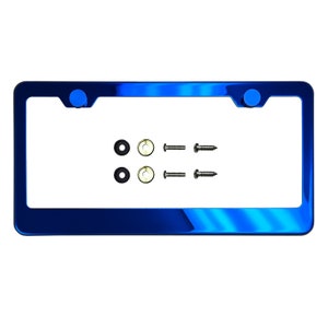 KA DEPOT T304 8k Polish Electrochemical Blue Chrome Mirror Stainless Steel License Plate Frame