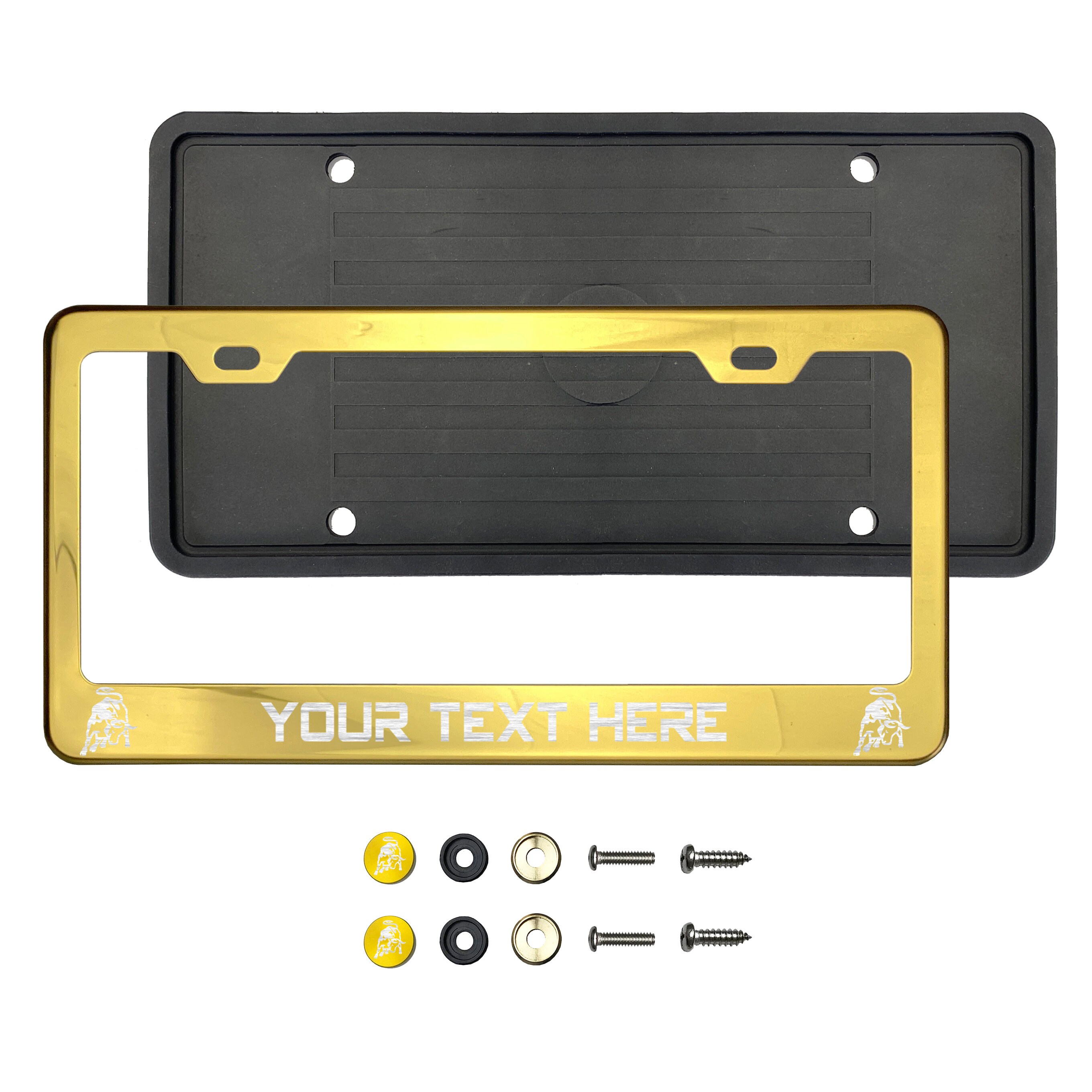 Custom Black Powder Coated Metal License Plate Frame For Lamborghini - USA Made