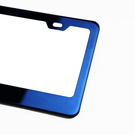 Blue Chrome License Plate Frame Stainless Steel Laser Engraved Fit Infiniti Logo