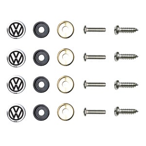 Set of 4 Metal Aluminum Screw On Type Caps with Stainless Steel Screws Hardware Fasteners for License Plate Frame