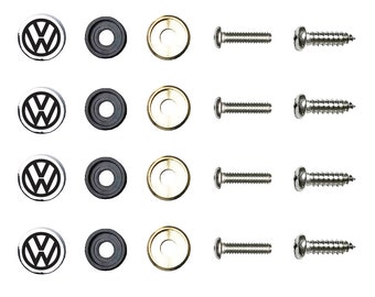 Juego de 4 tornillos de aluminio metálico en tapas tipo con tornillos de acero inoxidable Sujetadores de hardware para el marco de la placa de matrícula