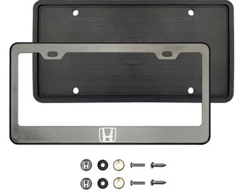 Honda Polish Stainless Steel Laser Engraved License Plate Frame Holder