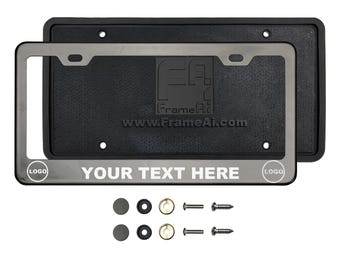 Black Chrome Laser Etched Stainless Steel Customize Laser Engraved License Plate Frame Holder Purple Black Blue Gold Green Neo Chrome