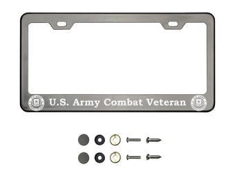 Frame Generation Custom Black Chrome License Frame Fit US Army Combat Veteran