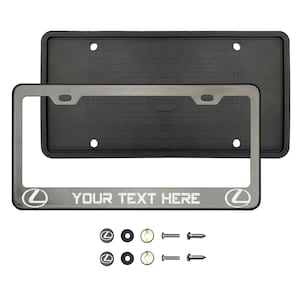 Fit Lexus Polish Stainless Steel Silver or Black Lettering Customize Laser Engraved License Plate Frame Holder