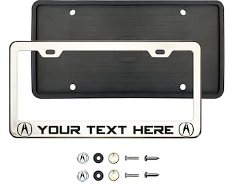 Acura Polish Stainless Steel Silver or Black Lettering Customize Laser Engraved License Plate Frame Holder
