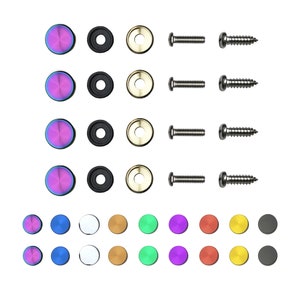 Lot de 4 capuchons à visser en métal, aluminium et vis en acier inoxydable pour cadre de plaque d&#39;immatriculation