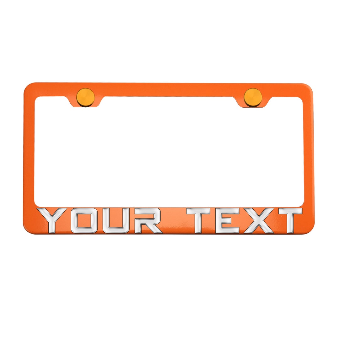 Custom 3D Metal Text Letter Orange License Plate Frame W/ Metal Screw