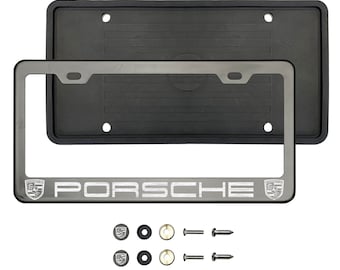 Ka Depot Customize Laser Etched Chrome Frame License Plate Frame T304 Stainless Steel + Metal Screw Caps+Silicone Back Guard