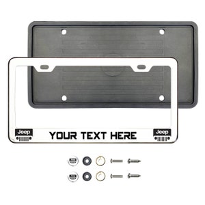 Custom Laser Engraved Aluminum License Plate Frame – Fits Jeep, Any Car – Choose Your Font & Color
