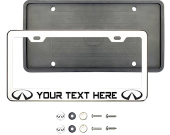Infiniti Polish Stainless Steel Silver or Black Lettering Customize Laser Engraved License Plate Frame Holder