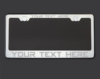 KA Depot Polish Stainless Steel Customize Laser Engraved License Plate Frame Holder