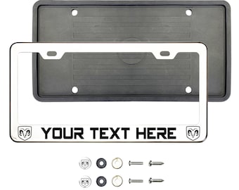 Dodge Polish Stainless Steel Silver or Black Lettering Customize Laser Engraved License Plate Frame Holder