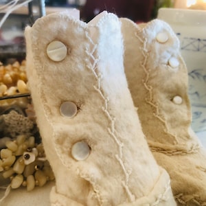 Baby shoes Felted Baby Shoes Antique Baby Shoes Vintage Baby Early 1900’s Handmade Baby Booties
