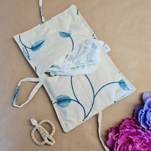 Bolsa de pañales y toallitas bordada, cartera de pañales azul, accesorios para cambiar pañales, regalos de baby shower, bolsa de bebé