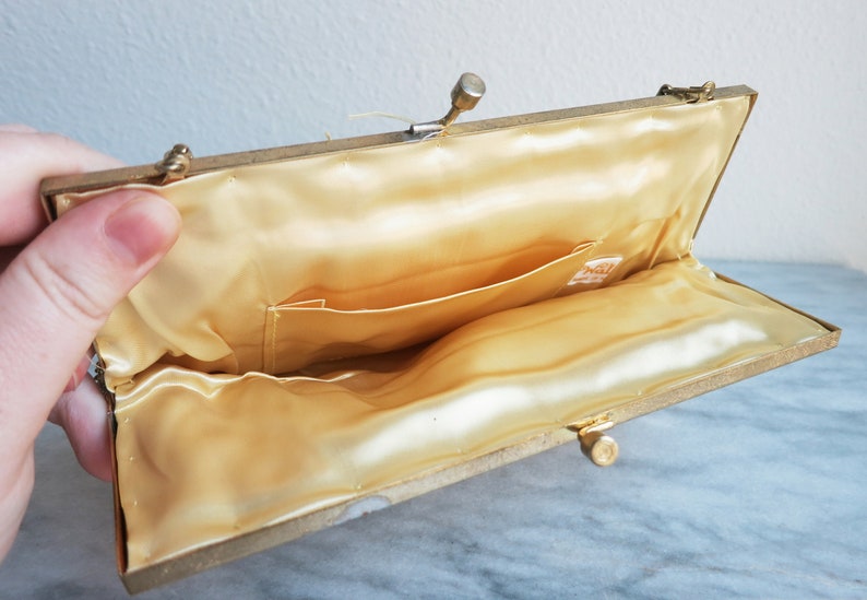 Best Friend Gift Vintage Prom Cocktail Clutch Wedding Purse Vintage Beaded Evening Bag Gold Clutch Bead Bag Hollywood Gold Bag